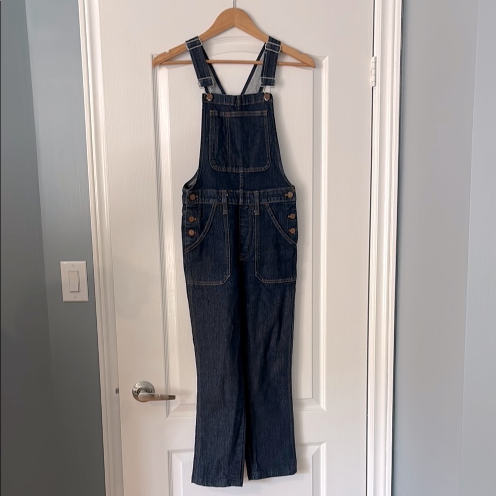 Madewell Dark Blue Perfect Vintage Denim Cropped Overalls Size Small